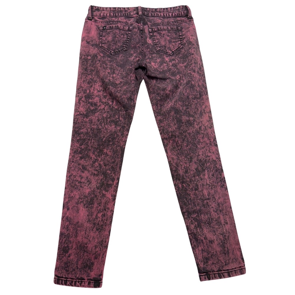 Lovesick Acid Wash Skinny Jeans Maroon Black Skull Rivet Y2K Grunge Jr Women 9 - Picture 2 of 11
